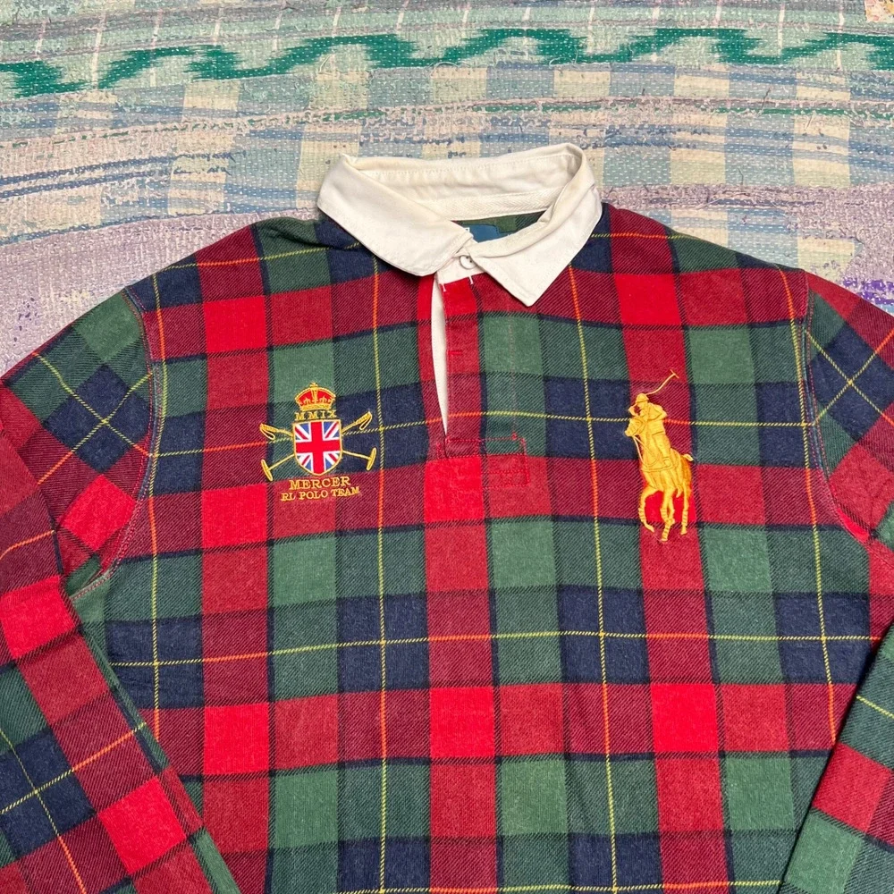 Polo Ralph Lauren Plaid Rugby Shirt Mercer RL Polo Team Big Pony 2009 XL